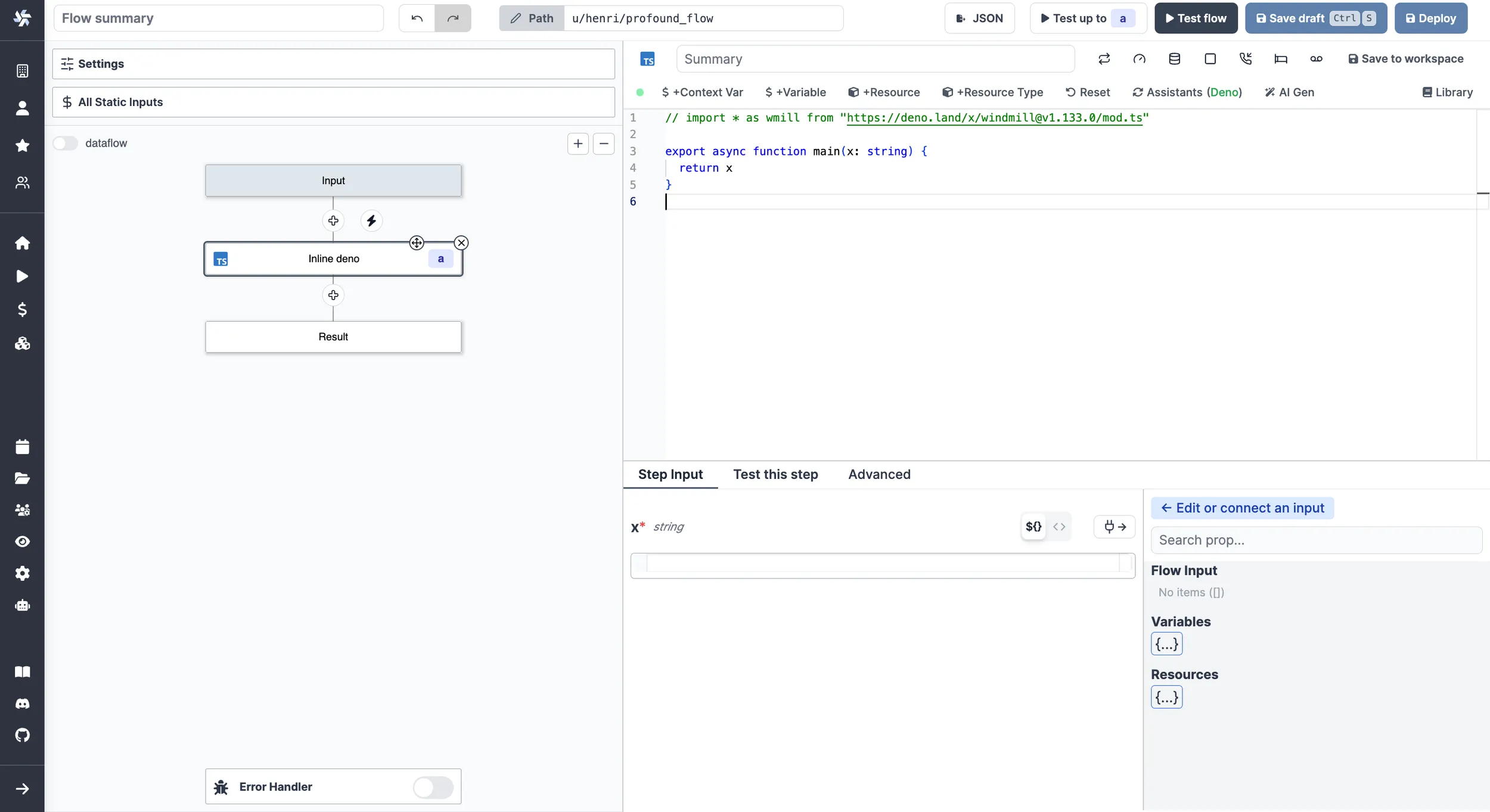 Code editor in flows Code editors