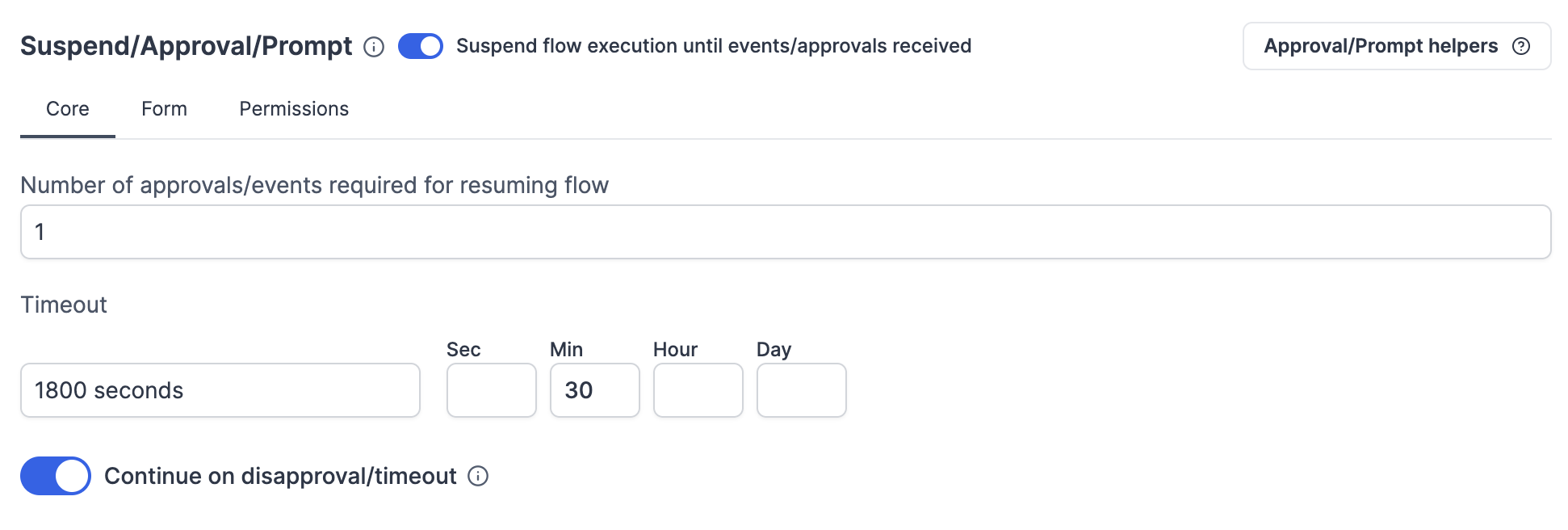 Continue on disapproval/timeout Continue on disapproval/timeout